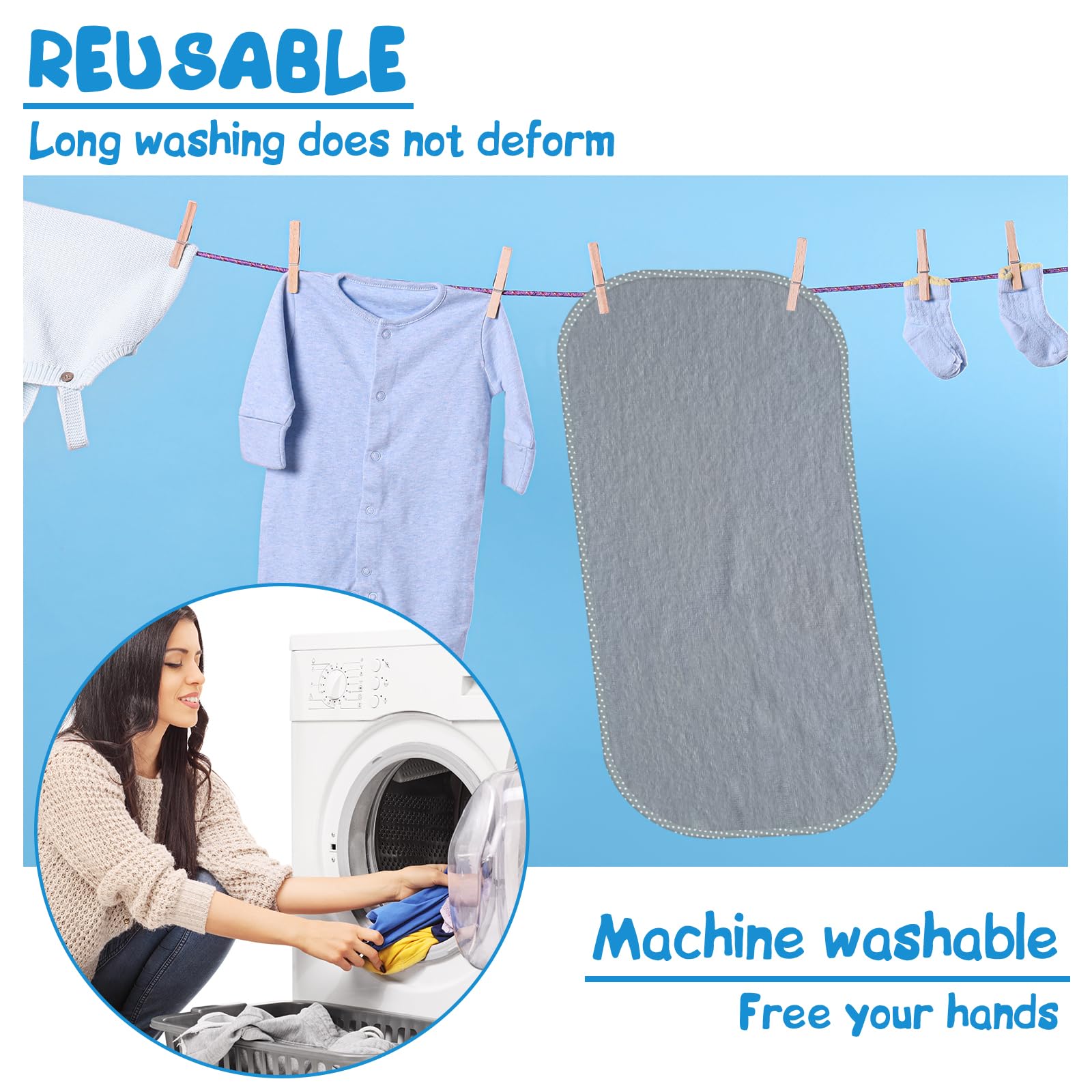 Waterproof Baby Changing Pad Liners (6 Pack) - Reusable & Washable Changing Table Cover for Diaper Changing Station, Portable Diaper Changing Mat - Perfect for Nursery, Travel & On-the-Go Diaper Changes (Grey)