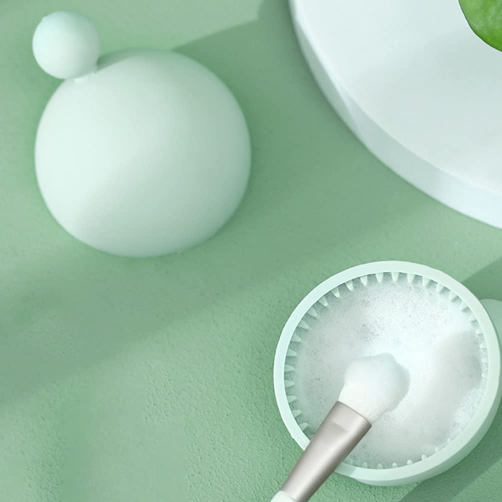 Professional Silicone Makeup Brush Cleaning Mat - Cosmetic Brush Cleaner Pad with Scrubber for Makeup Brushes, Sponges & Powder Puffs | Light Green Makeup Brush Cleaning Bowl for Easy Face & Beauty Tool Cleaning | Perfect for Home & Salon Use
