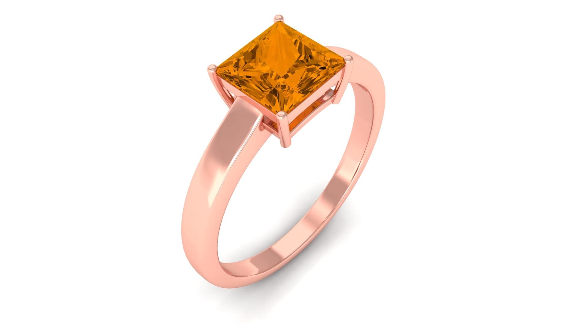 Rosec Jewels - 1 Carat Natural Citrine Solitaire Ring for Women in 14K Solid Gold, Dainty Citrine Engagement Ring, Wedding Band, Anniversary Gift for Her | Perfect for Everyday Wear, Special Occasions & Gift Giving