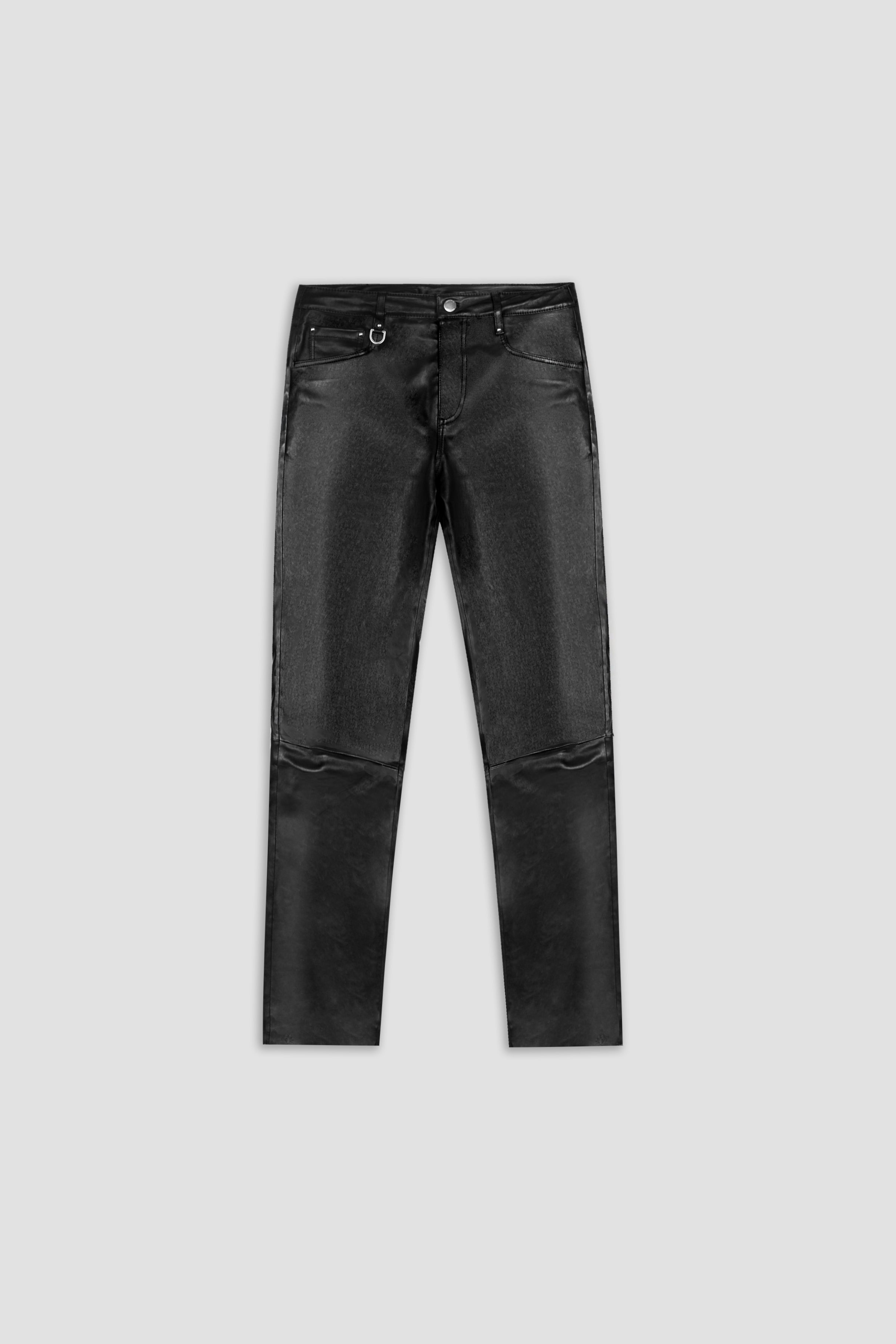 Straight Leg Stretch Leather Pants for Women - High Waist Faux Leather Trousers for Casual & Night Out - Perfect for Office, Party & Date Night