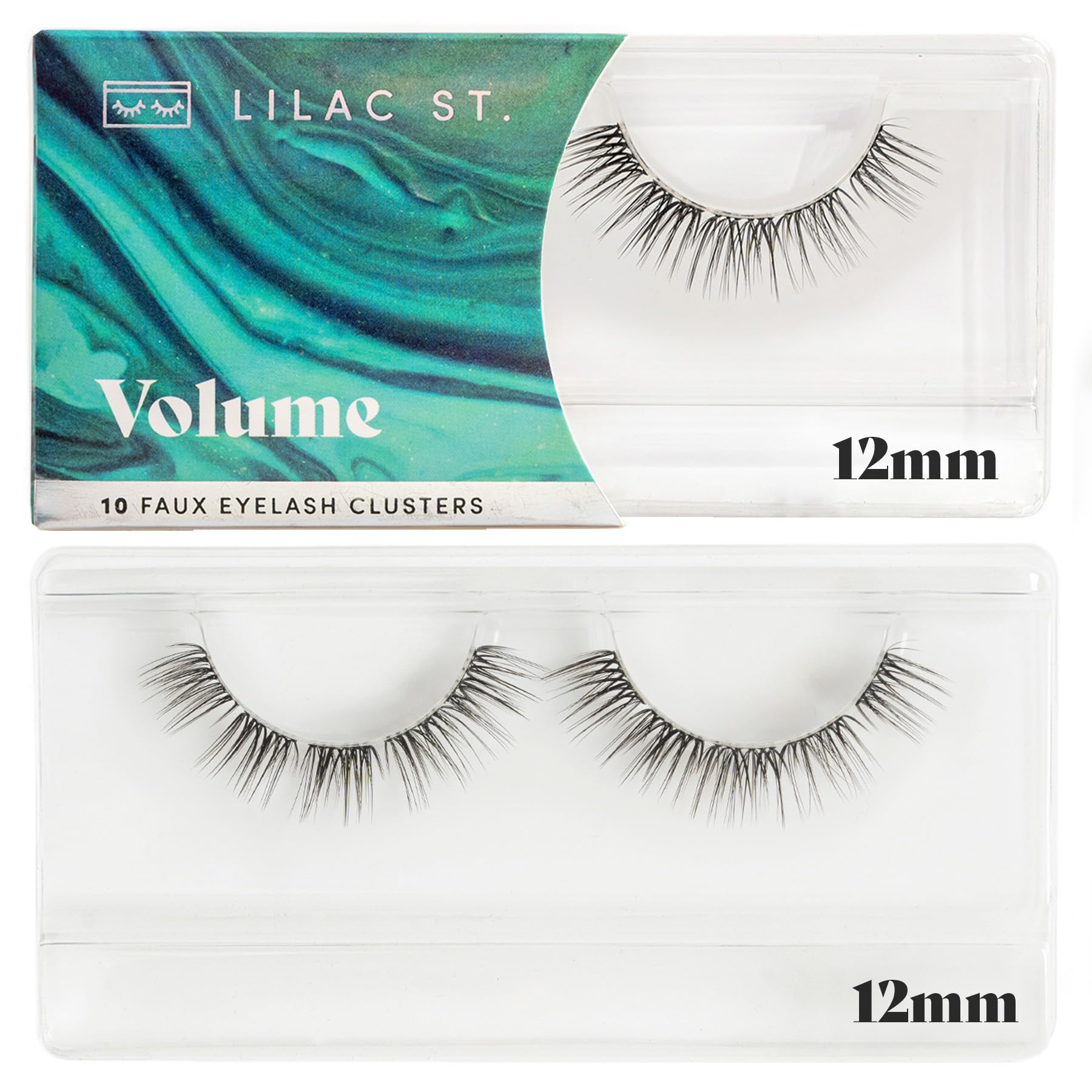 Lilac St - Volume Dramatic Faux Eyelash Clusters (12mm) - Dense & Distinctive Look - DIY Lash Extension Wisps - Lightweight & Lifelike - Lasts 10 Days - Korean Silk - Cruelty Free, Vegan - 10 Lashes - Perfect for Parties, Weddings & Special Occasions