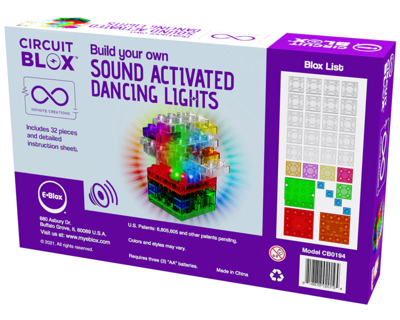Circuit Blox™ BYO Sound Activated Dancing Lights Kit - DIY Electronic Music Visualizer for Parties & Home Decor - Perfect for STEM Learning, DJ Events & Night Light Displays