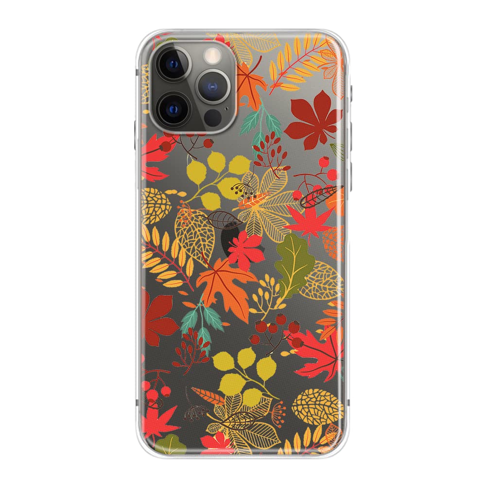 Blingy's iPhone 12 Pro Max Case 6.7 inch - Autumn Leaves Design Clear Soft TPU Protective Cover for iPhone 12 Pro Max (6.7