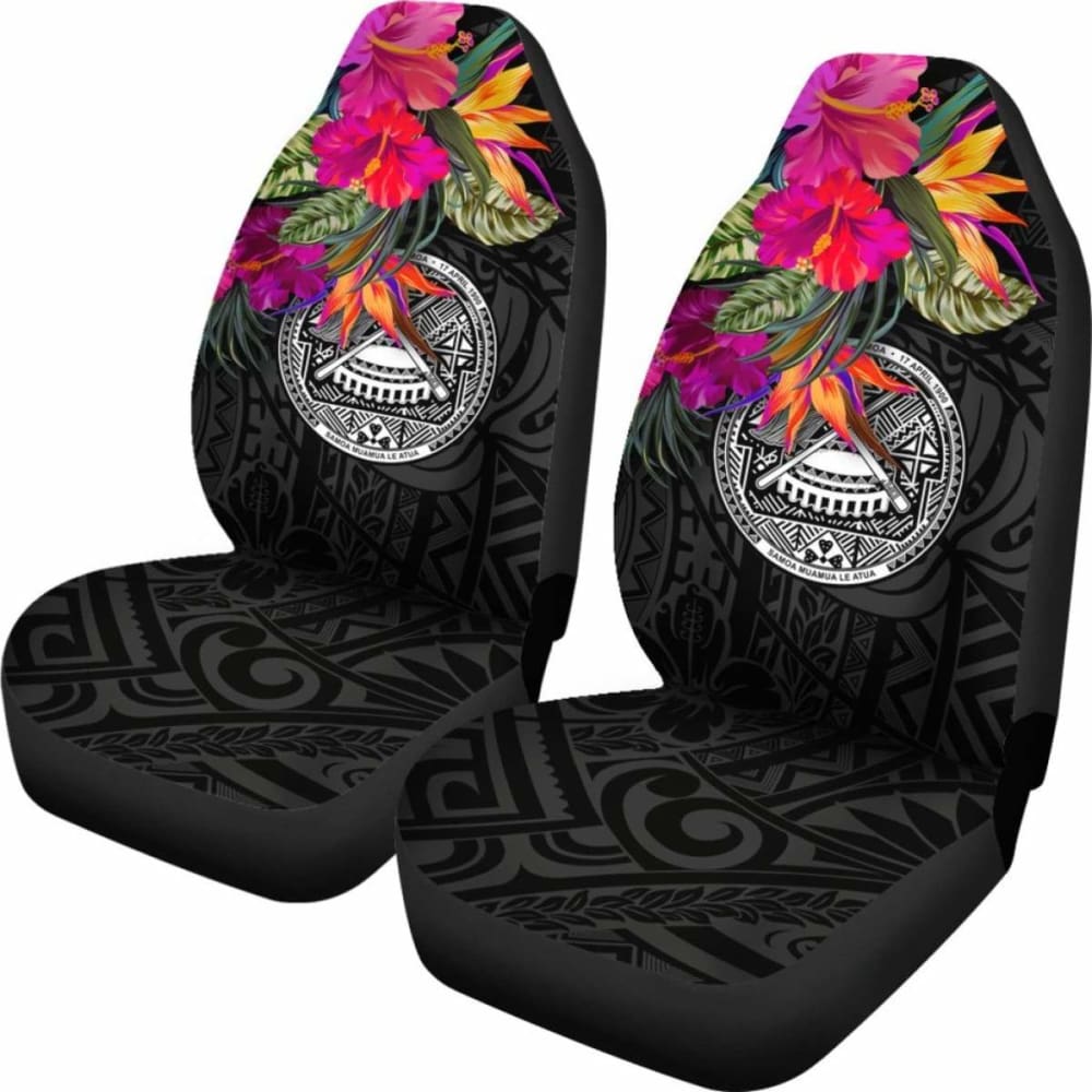 Premium American Samoa Car Seat Covers - Breathable Polynesian Hibiscus Pattern Design (232125) for Cars, SUVs & Trucks - Perfect for Travel, Commuting & Tropical-Themed Vehicle Decor