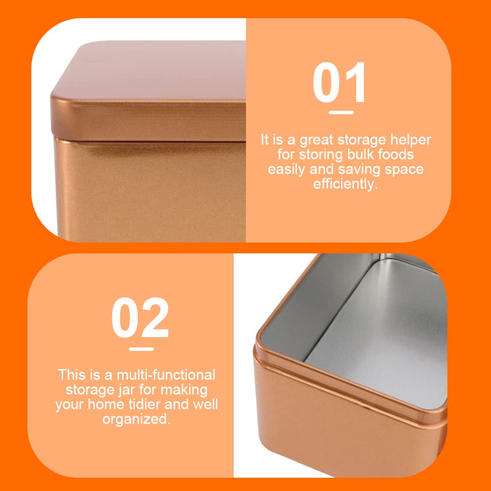 Jojofuny 2-Pack Golden Metal Tins - Airtight Empty Tinplate Containers for Tea, Coffee, Spice & Candy Storage | Perfect for Kitchen Organization, Gift Packaging & DIY Crafts