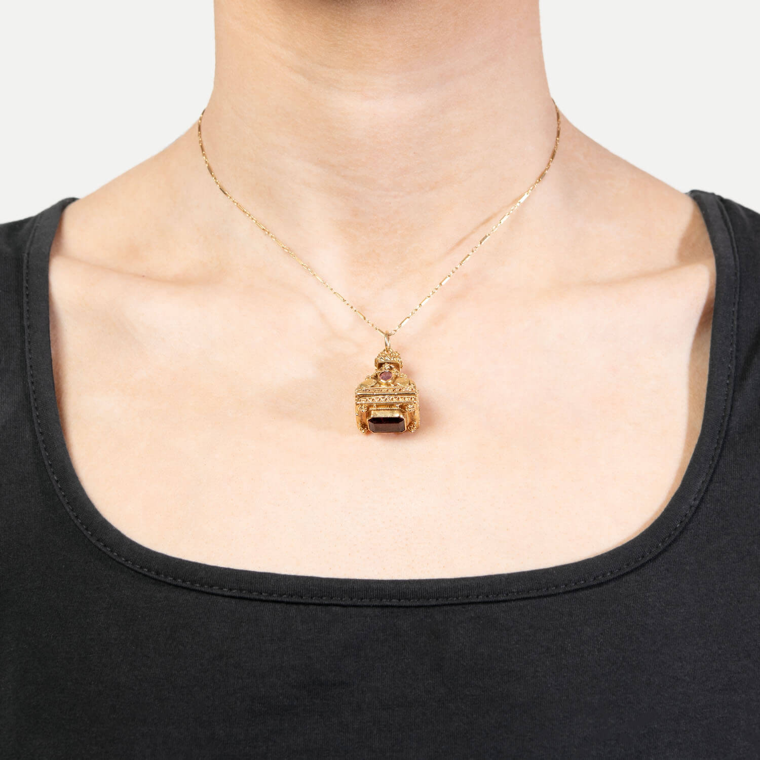 18k Italian Estate Tourmaline Hidden Locket Fob - Vintage Jewelry for Special Occasions & Heirloom Gifting