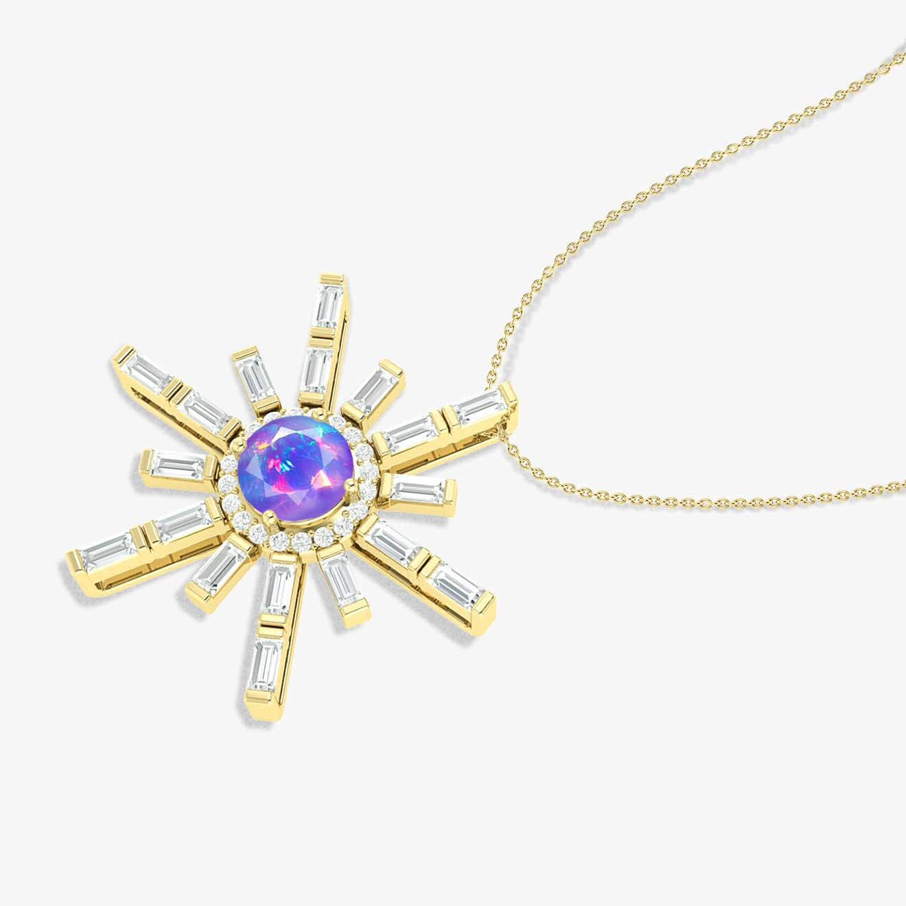 Natural Lavender Opal Sun Charm Pendant Necklace for Women - Boho Chic Jewelry Gift for Birthday, Anniversary & Everyday Wear