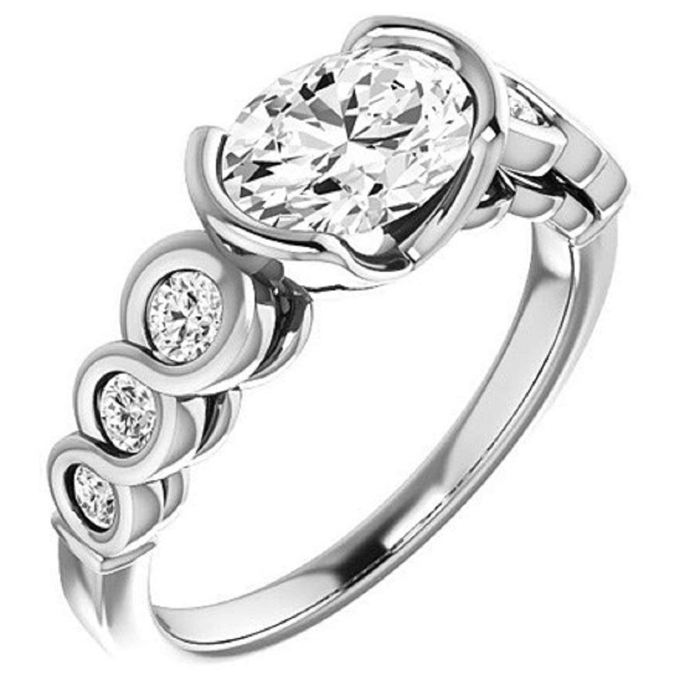 2.00CT Oval Cut Moissanite Bridal Ring Set - VVS1 Clarity, Colorless, 925 Sterling Silver - Perfect Engagement & Wedding Jewelry Gift for Her - Ideal for Proposals, Anniversaries and Special Occasions