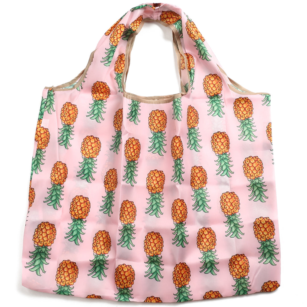 Foldable Tote Bag for Women - Stylish Jackie Pineapple Pink Handbag - Perfect for Shopping, Travel & Beach Outings