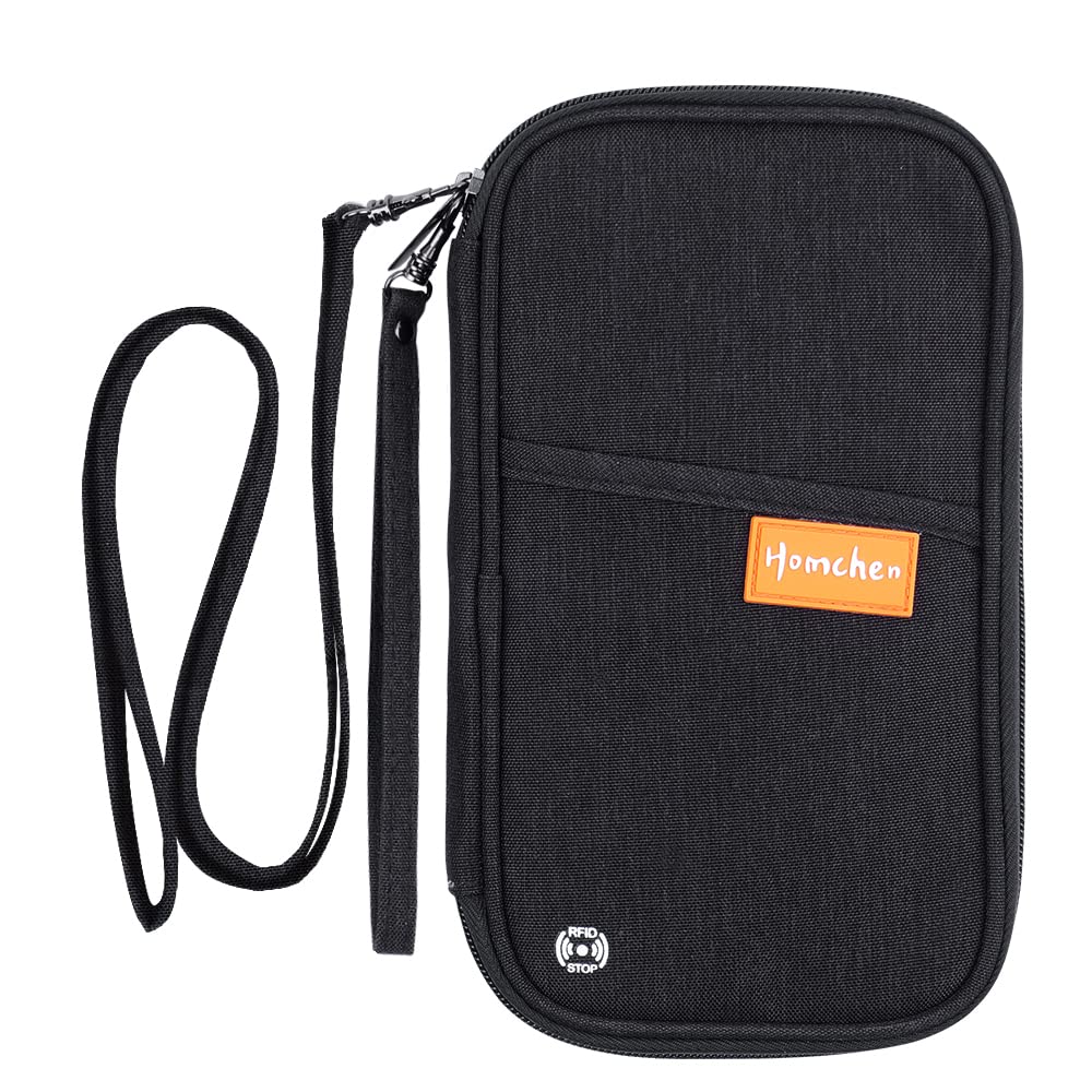 RFID Blocking Passport Wallet Holder - Waterproof Travel Document Organizer with Credit Card Slots for Men & Women | Perfect for Family Vacations, Business Trips & Airport Security (Black)