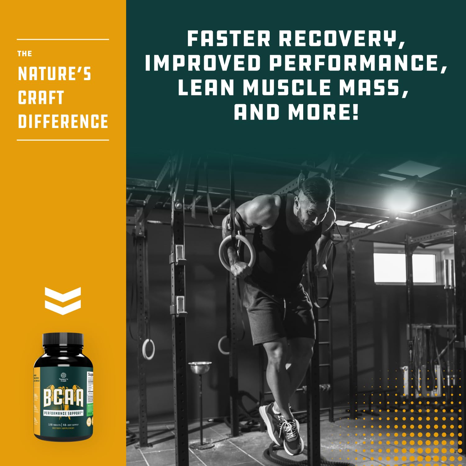 Vegan BCAA Supplement Tablets - Post Workout Muscle Recovery & Growth Support for Men & Women - Branched Chain Amino Acids for Fitness Enthusiasts - 120 Count - Ideal for Gym Training, Muscle Repair and Athletic Performance Enhancement