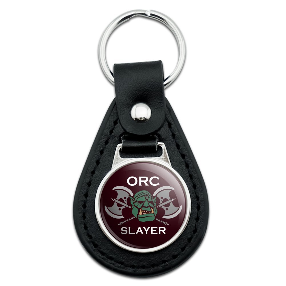 Black Leather Orc Slayer Fantasy RPG Axe Keychain - Perfect for D&D, LARP & Cosplay Accessories | Gothic Gaming Gift for Tabletop RPG Players