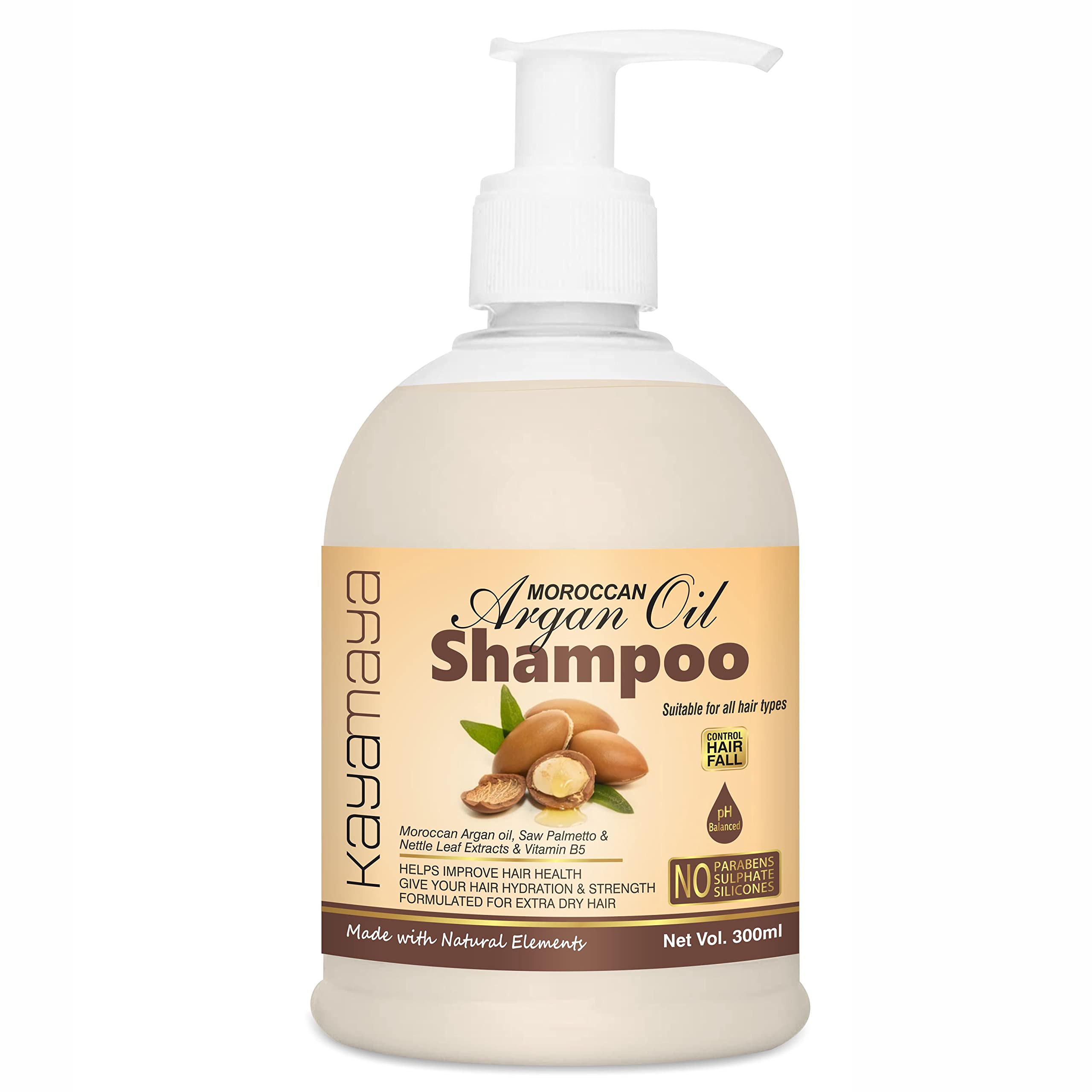 Kayamaya Moroccan Argan Oil Shampoo for Hair Growth & Repair - 300ml | Sulfate-Free, Hydrating & Nourishing Formula for Dry, Damaged Hair | Salon-Quality Hair Care at Home