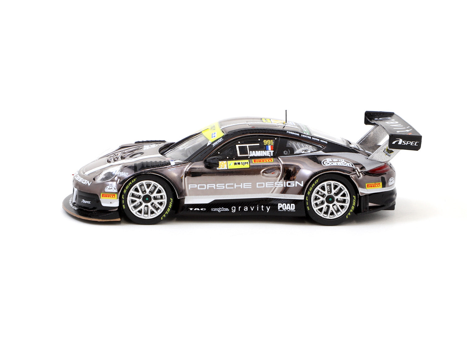 Tarmac Works 1:64 Scale Porsche 911 GT3 R Diecast Model Car - 2018 Macau GT Cup FIA GT World Cup Edition (Mathieu Jaminet) - Collectible Racing Car for Display, Gifts & Racing Enthusiasts