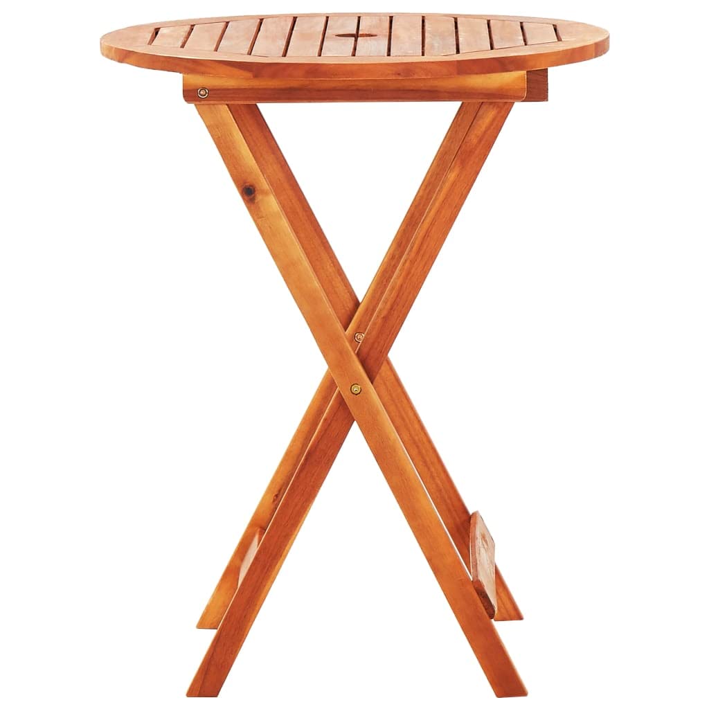 CHARMMA Folding Patio Table 23.6 Inch Round Outdoor Dining Table - Solid Eucalyptus Wood, 29.5 Inch Height, 6.8KG - Perfect for Small Balcony, Garden, Backyard & Camping