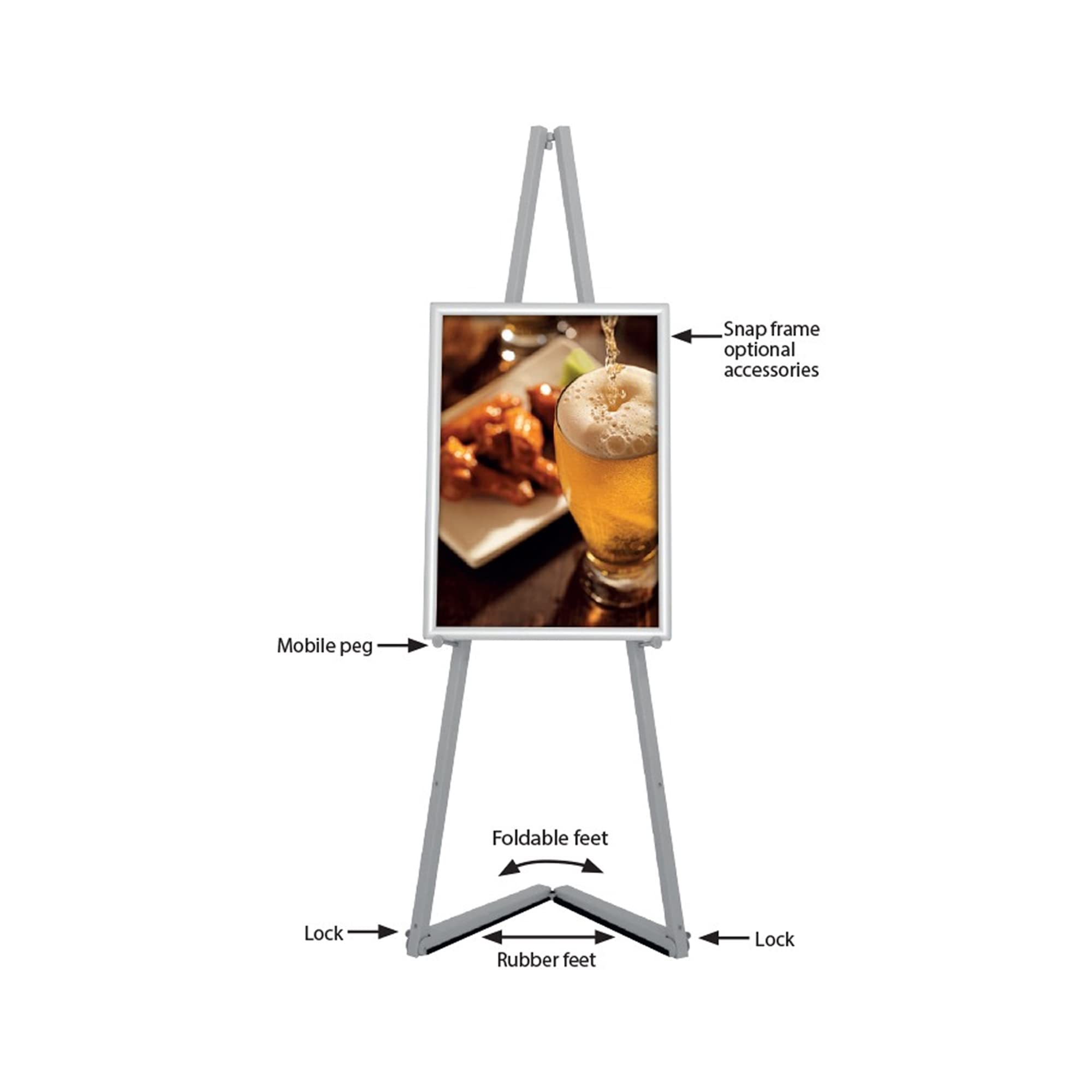 59 Inch Adjustable Floor Standing Art Easel - 5 Height Settings, Portable Foldable Steel Canvas Display Stand for Artists & Presenters (Gray) | Perfect for Painting, Drawing, Classroom & Gallery Exhibitions
