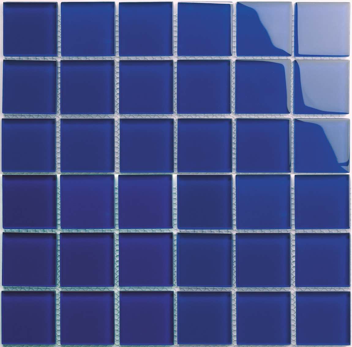 Cobalt Blue 2x2 Icy Glass Mosaic Tile - Perfect for Kitchen Backsplash, Bathroom Walls & Pool Designs