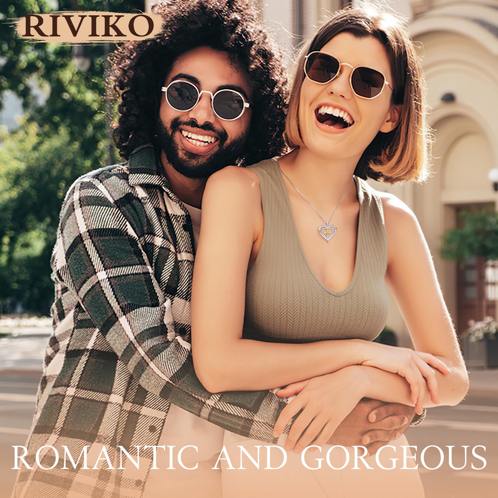 RIVIKO 925 Sterling Silver Cross Birthstone Necklace for Women - Elegant Heart Pendant Necklace, Trendy Anniversary Jewelry & Birthday Gift for Wife, Mother, Friend | Perfect for Christmas, Valentine's Day & Special Occasions