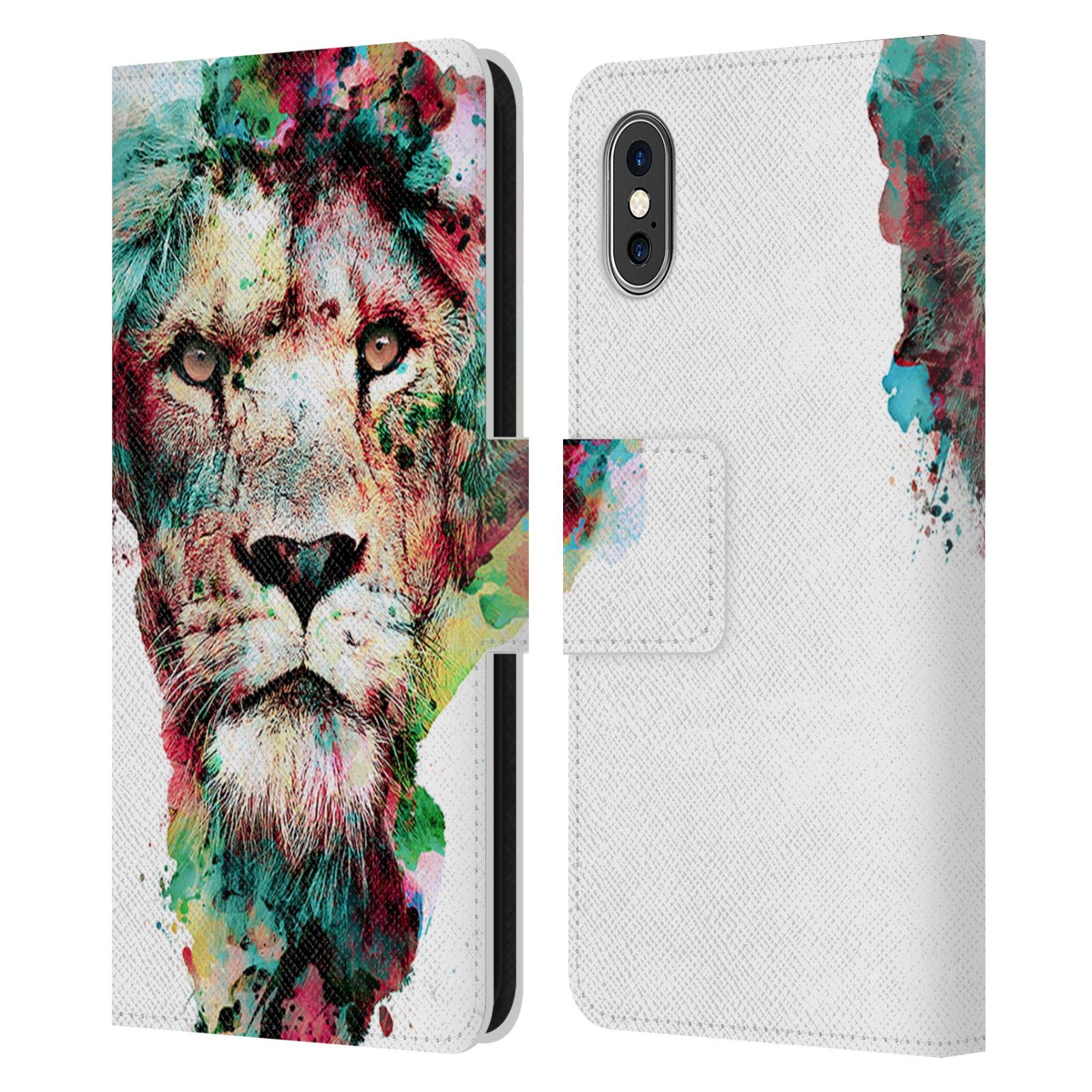 Official Riza Peker The King Animals Leather Book Wallet Case for Apple iPhone X/Xs - Stylish Protective Cover for Everyday Use & Travel