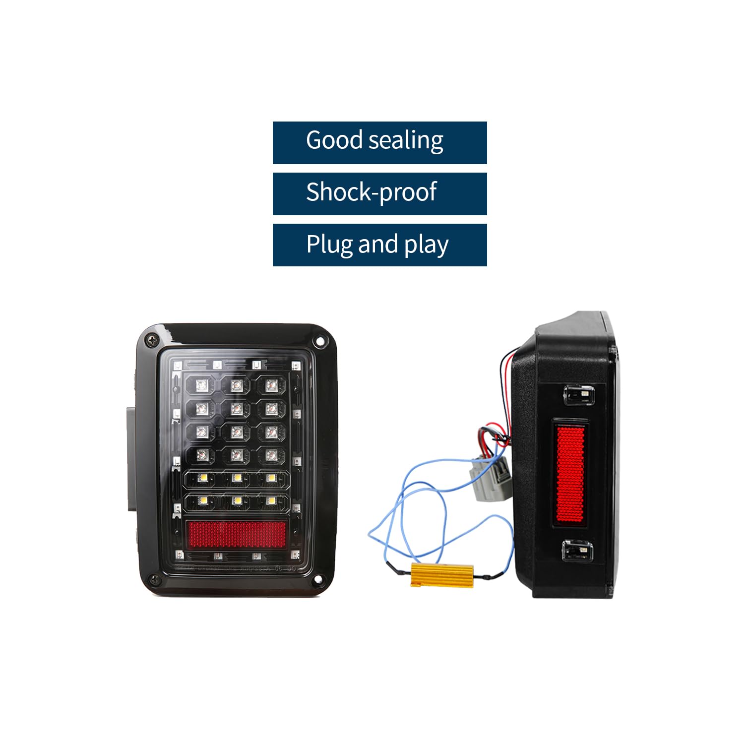 Hooke Road LED Tail Light Assembly for 2007-2018 Jeep Wrangler JK & Unlimited - Brake Light & Turn Signal Replacement - Off-Road & Night Driving Safety Upgrade