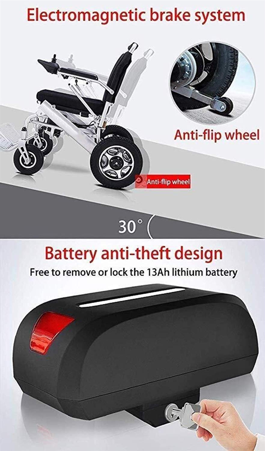 Lightweight Foldable Electric Wheelchair for Adults - Portable Mobility Scooter for Elderly & Disabled - Indoor & Outdoor Use for Shopping, Travel & Daily Activities