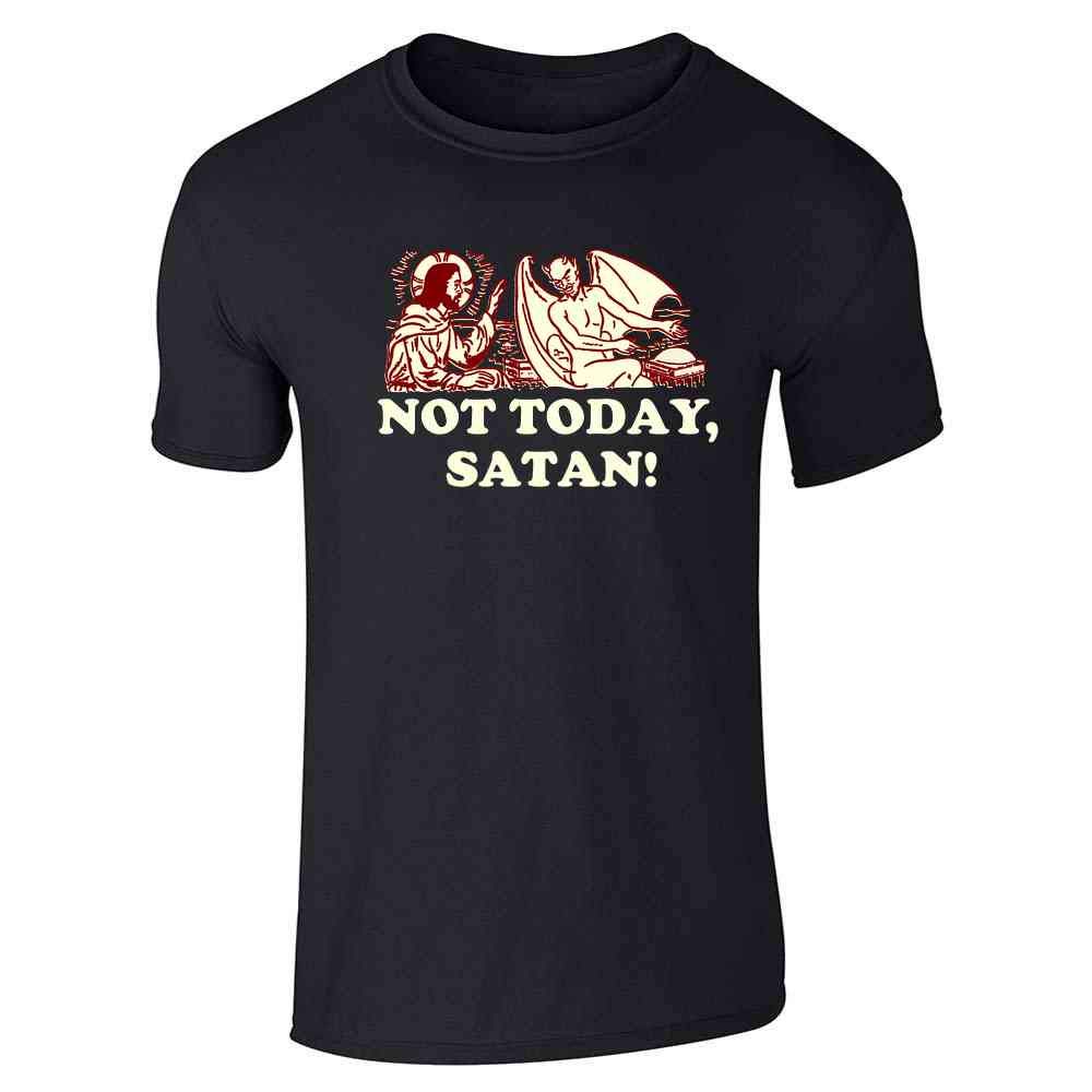 Funny Christian Meme T-Shirt for Men - Not Today Satan Jesus Graphic Tee | Pop Threads | Casual Wear, Church Outfits & Gift Ideas