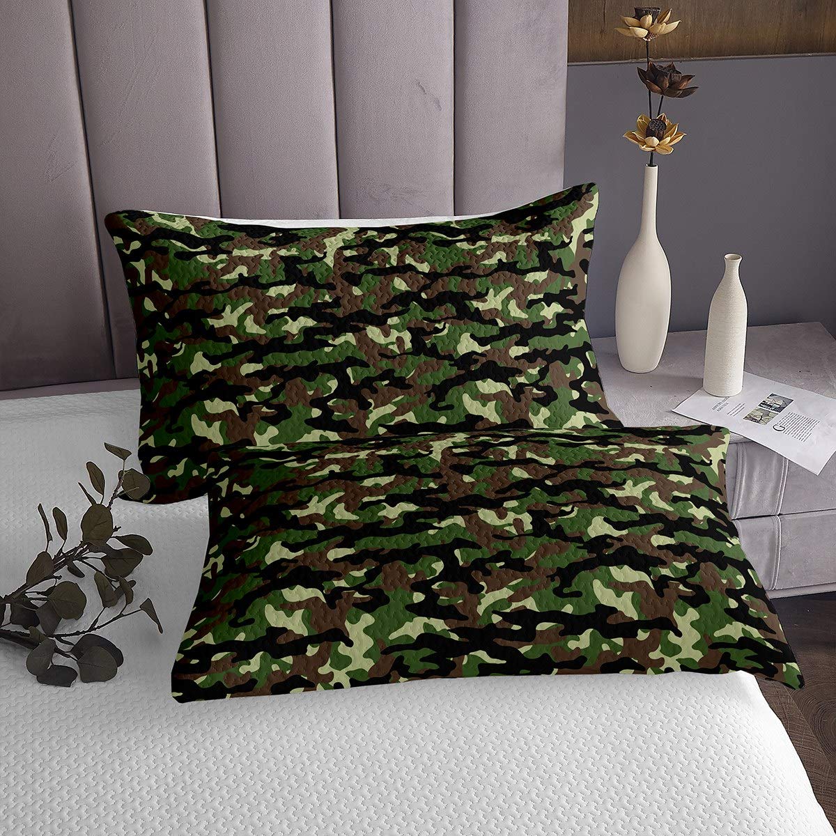 Feelyou Camo Bed Sheets Set - Queen Size Kids Bedding for Boys & Girls - 1 Fitted Sheet & 2 Pillowcases - Perfect for Adventure Themed Bedrooms