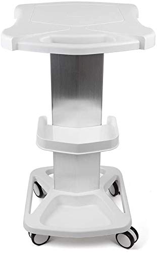 Professional Aluminum Alloy Rolling Salon Tray Cart - Portable Beauty Tool Stand for Hair Stylists & Salon Professionals | White ABS Mobile Trolley with Hair Instrument Tray | Perfect for Salon Organization & Styling Station
