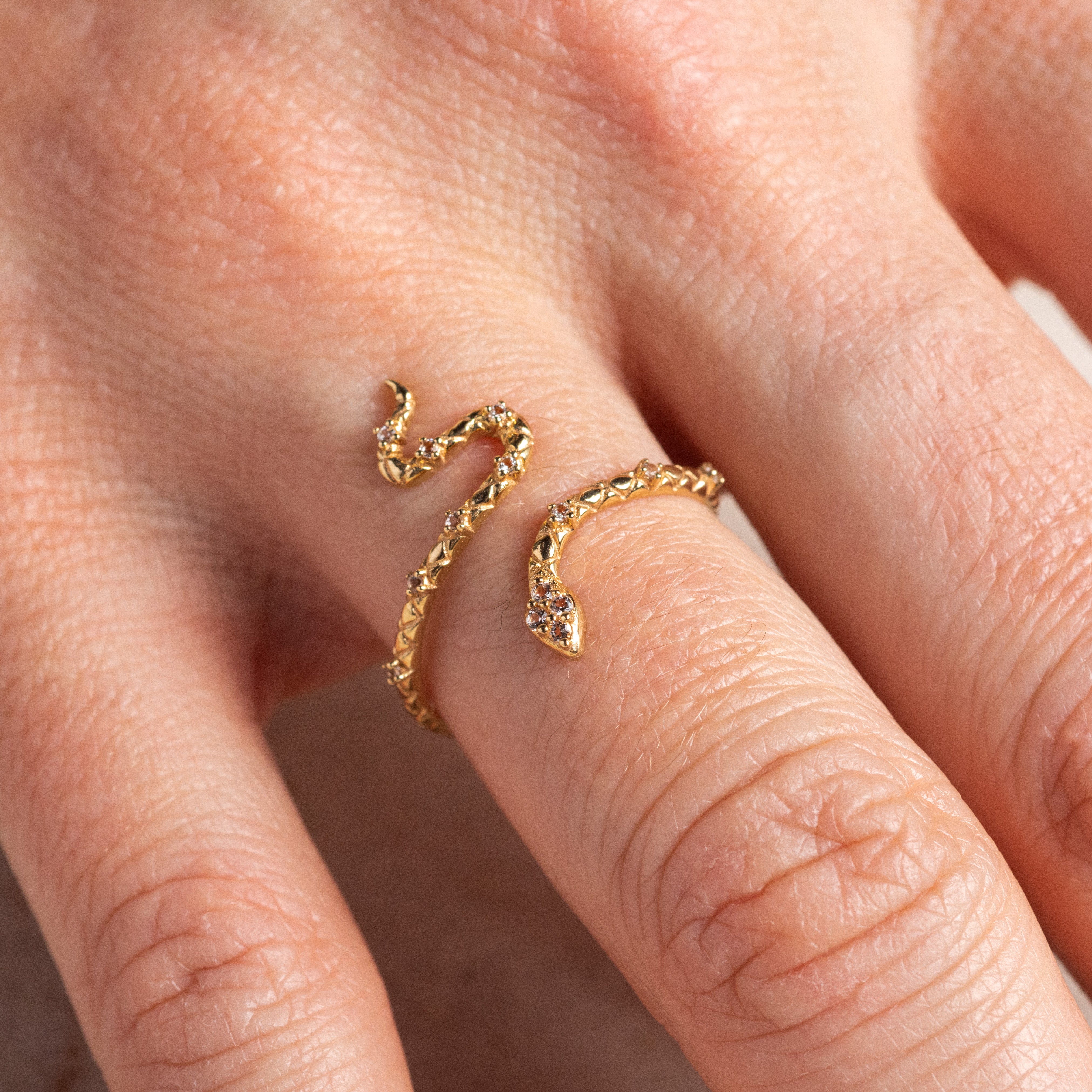 Solid Gold Wrapped Snake Ring for Wisdom & Protection - Elegant Jewelry Gift for Women, Spiritual Serpent Ring for Meditation & Yoga Accessories
