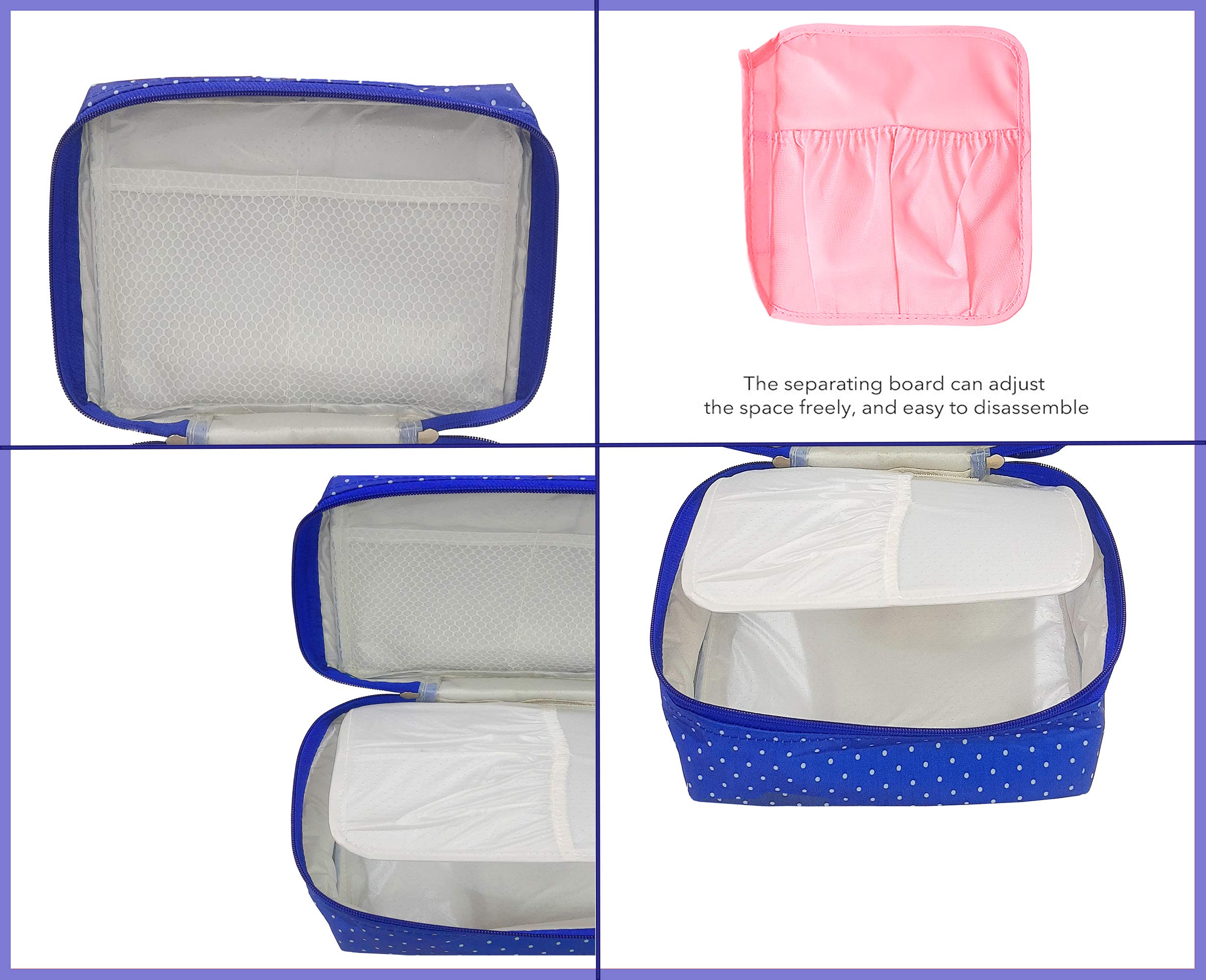 Atorakushon Makeup Storage Box - Cosmetic Vanity Organizer with Toiletry & Jewelry Pouch for Women | Travel-Friendly Wardrobe Organizer (Blue) | Perfect for Travel, Home & Office Use