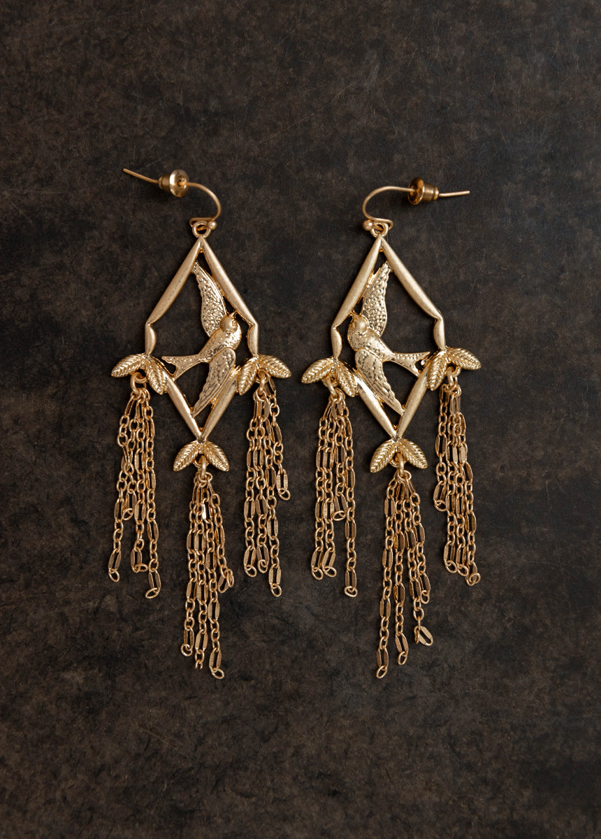 Elegant Sparrow Earrings in Sand Gold - Perfect for Casual Wear, Date Nights & Special Occasions