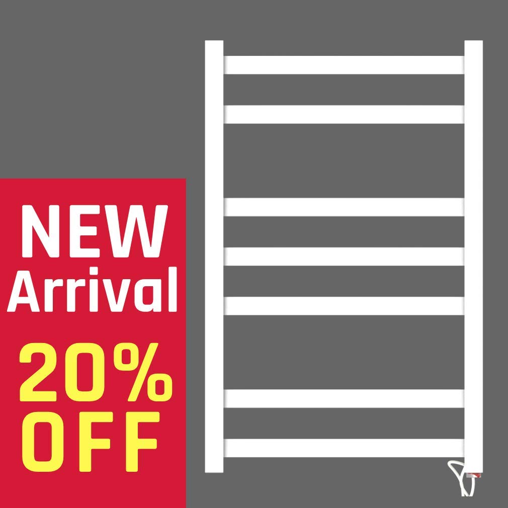 Electric Heated Towel Rack - 7 Bar Wall Mounted Towel Warmer with Plug-in/Hardwired Options - White - Perfect for Bathrooms, Spas & Luxury Home Use