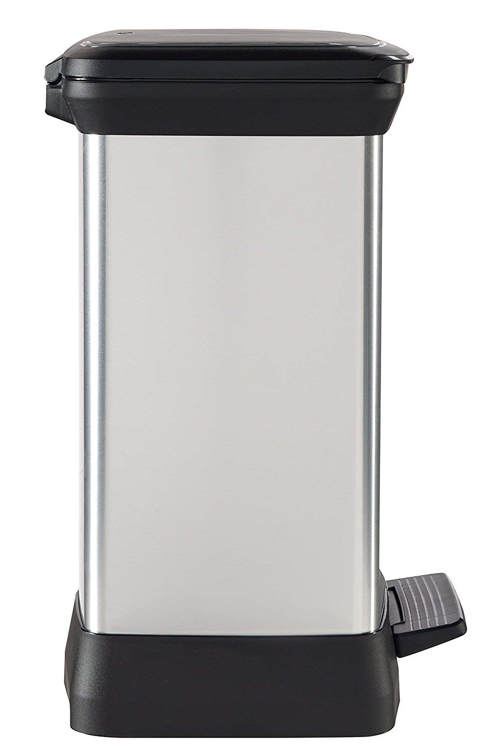 Curver Metal Effect 70% Recycled 30L Dual Compartment Kitchen Recycling Bin with Pedal Touch - Silver | Eco-Friendly Waste Bin for Kitchen, Office & Home Decor