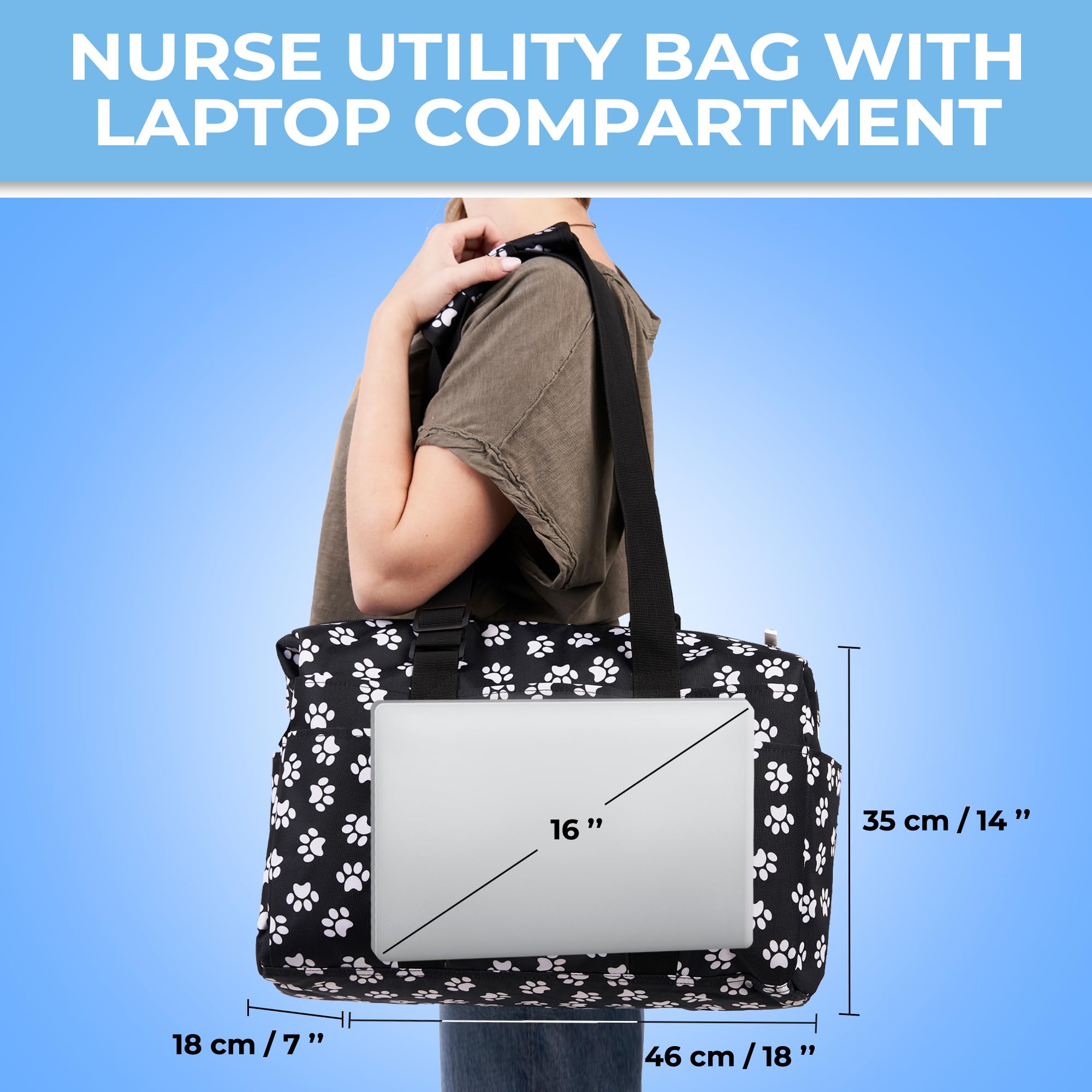 SHYLERO Nurse Bag with 21 Pockets - Large Waterproof Medical Tote for Nurses, Doctors & Healthcare Professionals | Perfect for Hospital Shifts, Clinical Work & Daily Organization