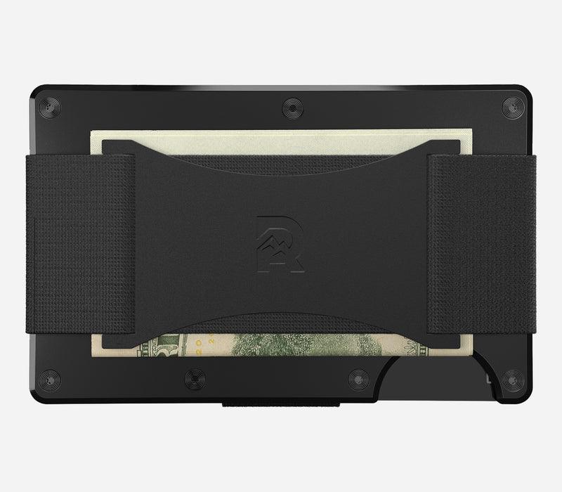 Slim Royal Black Aluminum Minimalist Wallet with Cash Strap - RFID Blocking Front Pocket Wallet for Men, Perfect for Travel & Everyday Carry