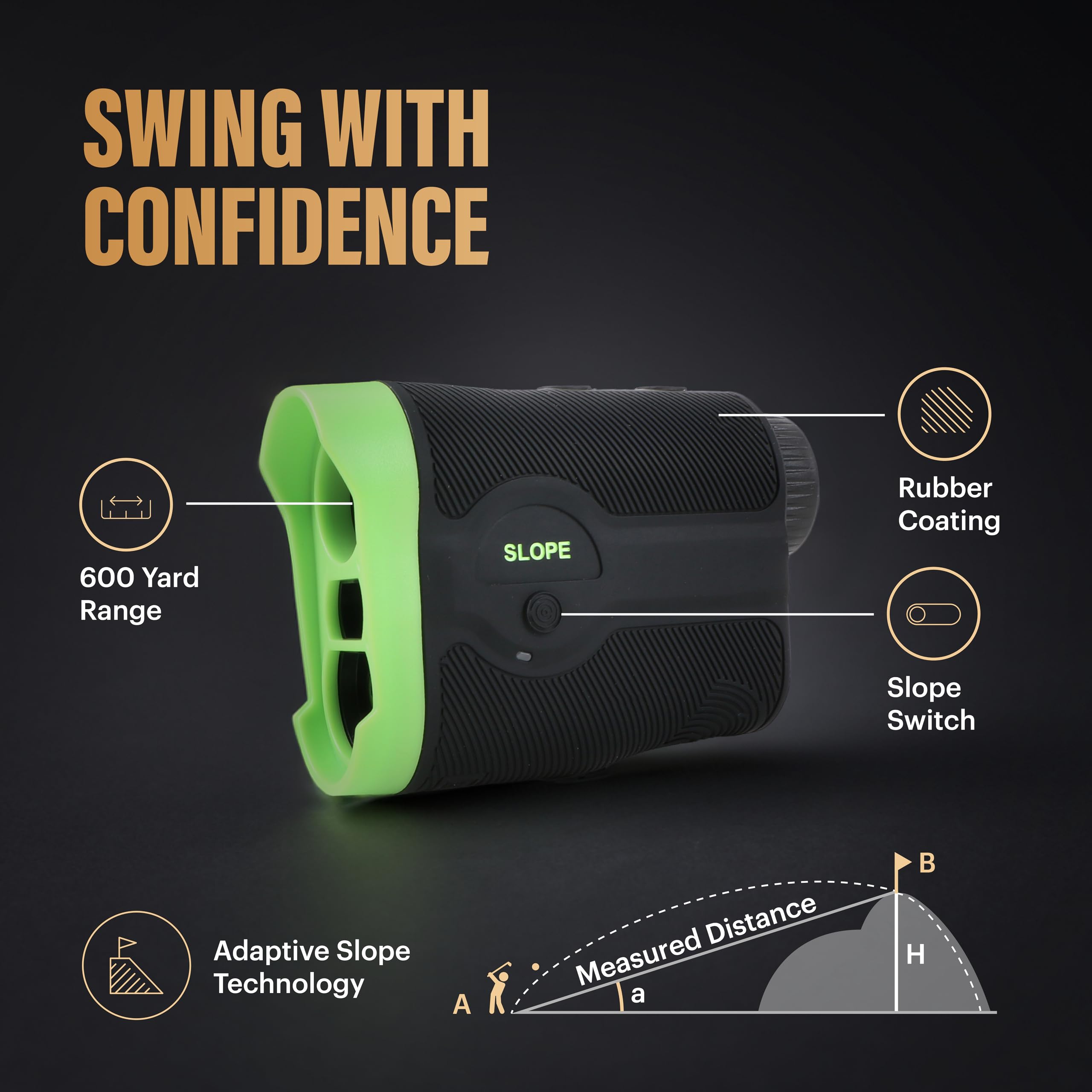 PINSHOT PRO Golf Rangefinder with Slope & Magnet - 6.5X Magnification Laser Distance Finder - High Precision Flag-Lock Technology for Accurate Yardage - Perfect Golf Accessory for Tournaments & Practice - Ideal for Golfers, Hunters & Outdoor Enthusiasts