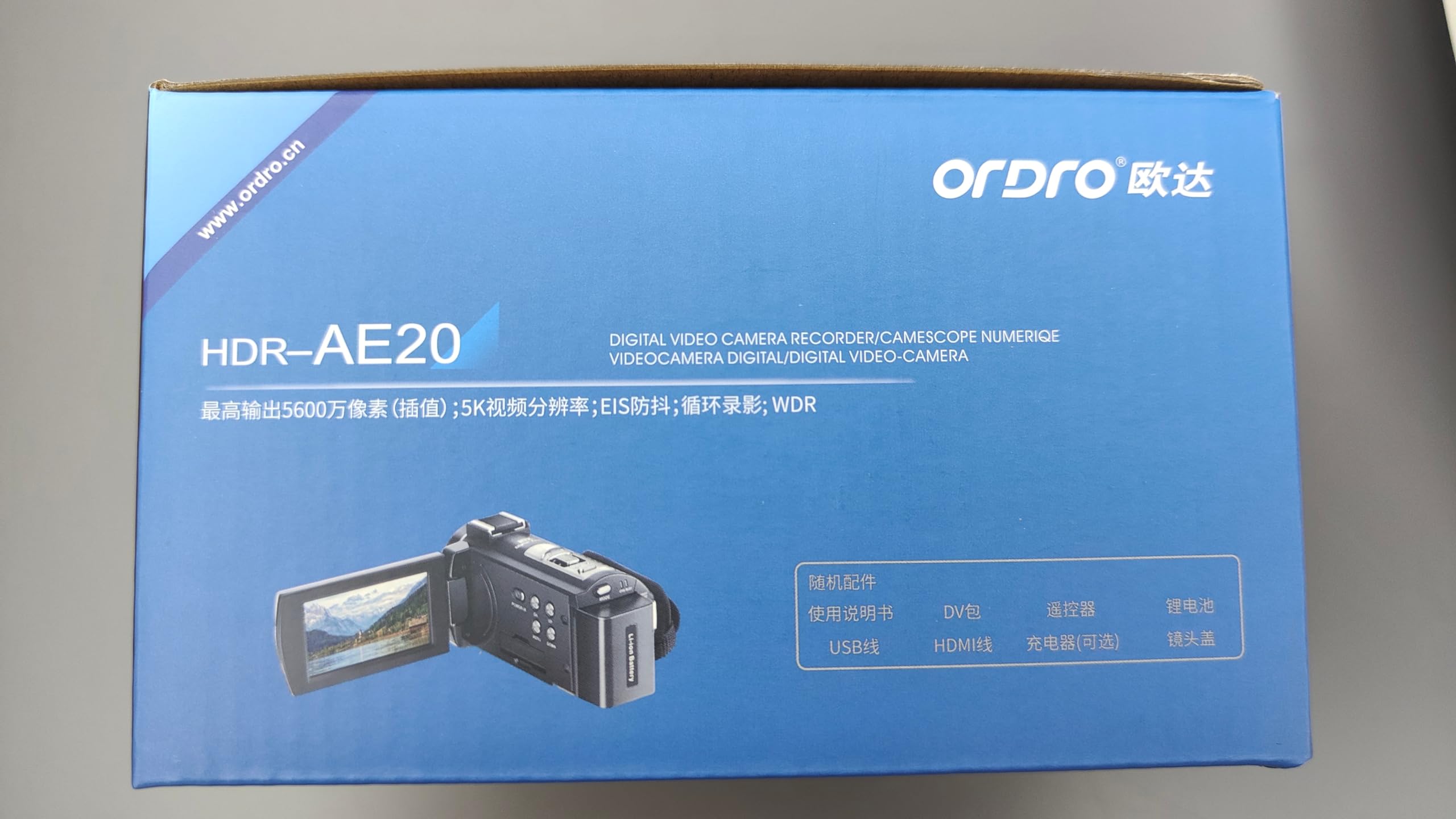 ORDRO AE20 5K Digital Video Camera with Night Vision, 95° Wide Angle Lens, WDR & EIS Stabilization - Perfect for Travel Vlogging, YouTube Content Creation, and Low-Light Recording