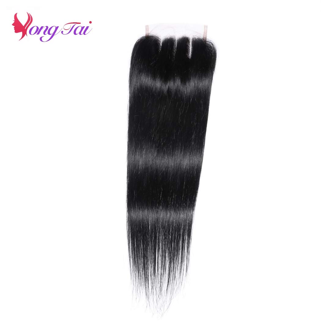 9A Virgin Straight Human Hair Bundles with 3 Part Lace Closure - Unprocessed Malaysian Hair Weave (24