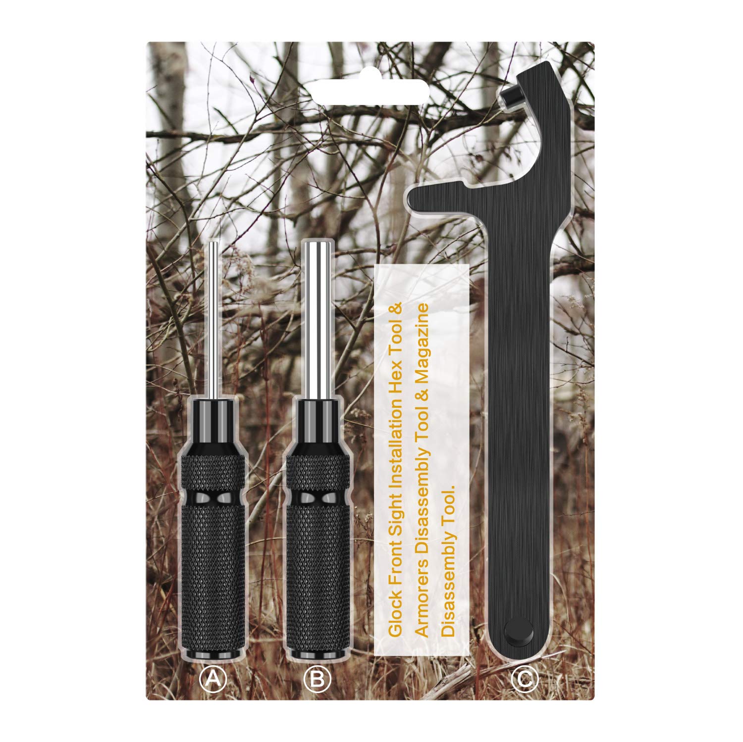 Premium Glock Tool Kit - All Metal Magazine Disassembly Tool with Armorer's Punch & 3/16 Hex Wrench for Front Sight Installation | Complete Glock Accessories Set GT08 | Perfect for Gunsmithing, Maintenance & Range Day Preparation