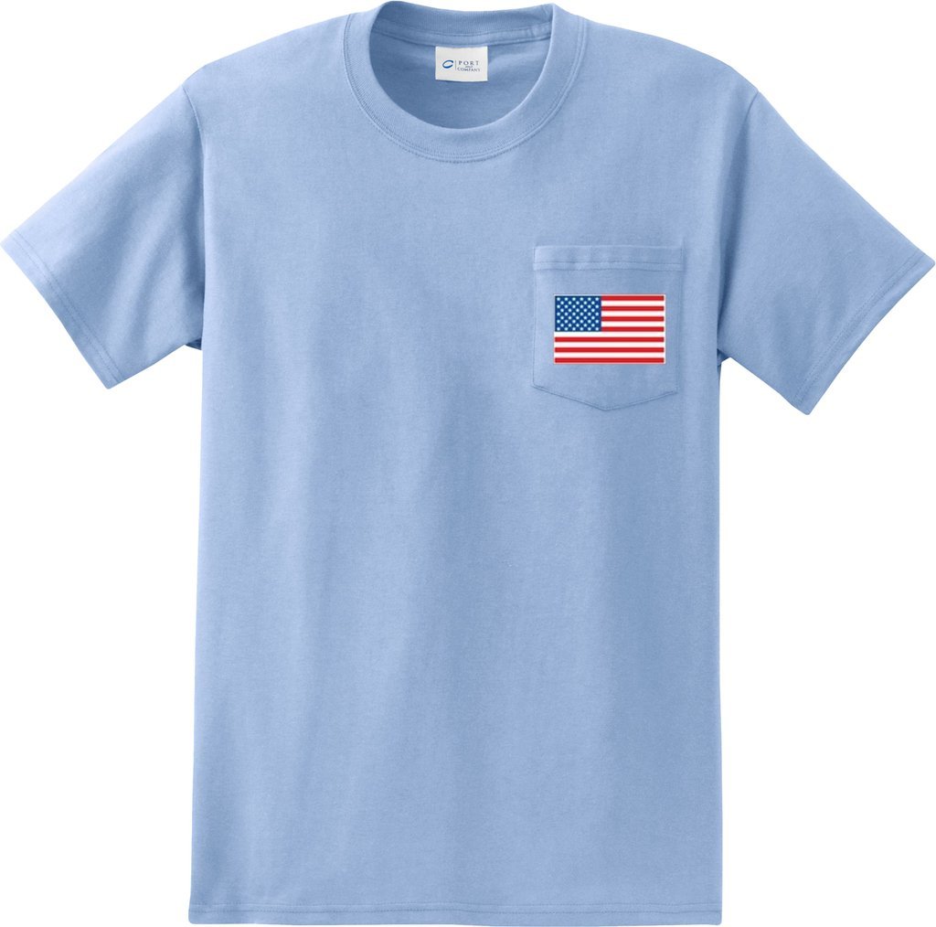 American Flag Print Pocket T-Shirt for Men - Patriotic Casual Wear for Everyday & 4th of July Celebrations