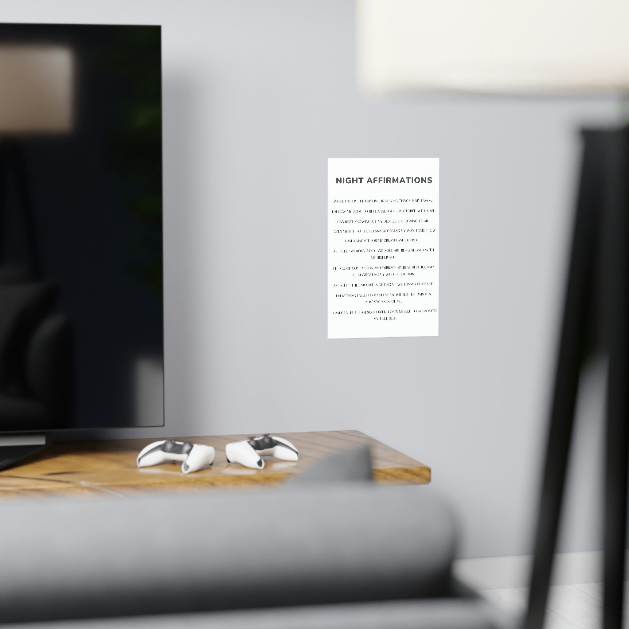 Night Time Affirmations and Manifestation Sayings Vertical Matte Poster - Positive Bedroom Wall Art for Meditation & Self-Care
