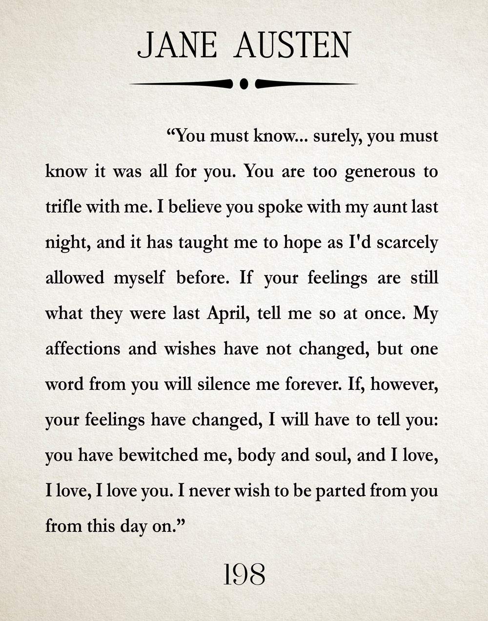 Jane Austen Book Art Print - Pride and Prejudice Wall Decor with Mr. Darcy Quote | Literary Gift for Book Lovers | Vintage Parchment Poster 33.1x46.8cm (A0) | Perfect for Home Library, Study Room or Book Club Decor