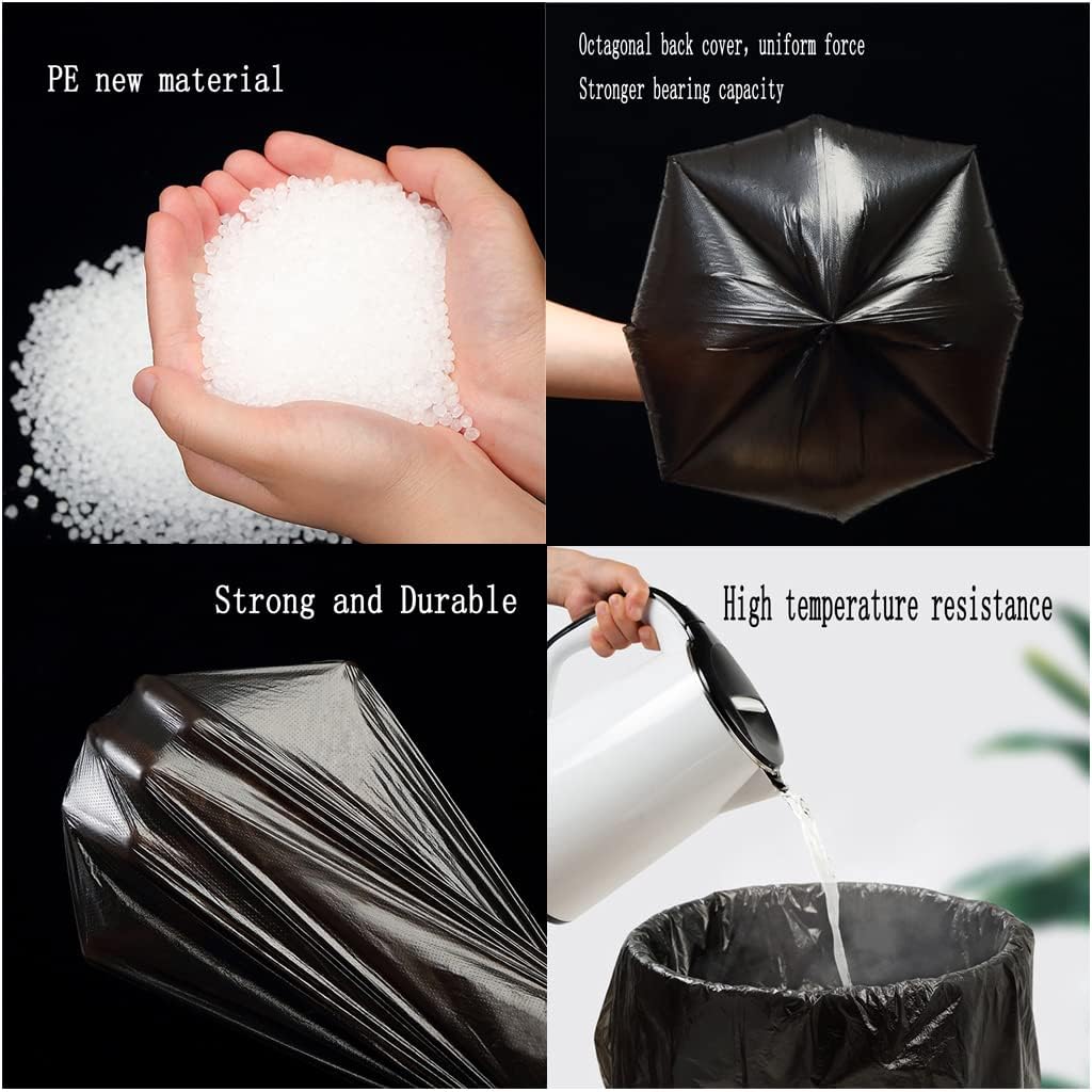 4 Gallon Small Black Trash Bags with Handles - 200 Count Thickened Garbage Bags for Bathroom, Bedroom, Office & Kitchen | Perfect for Wastebaskets, Small Trash Cans & Daily Household Use