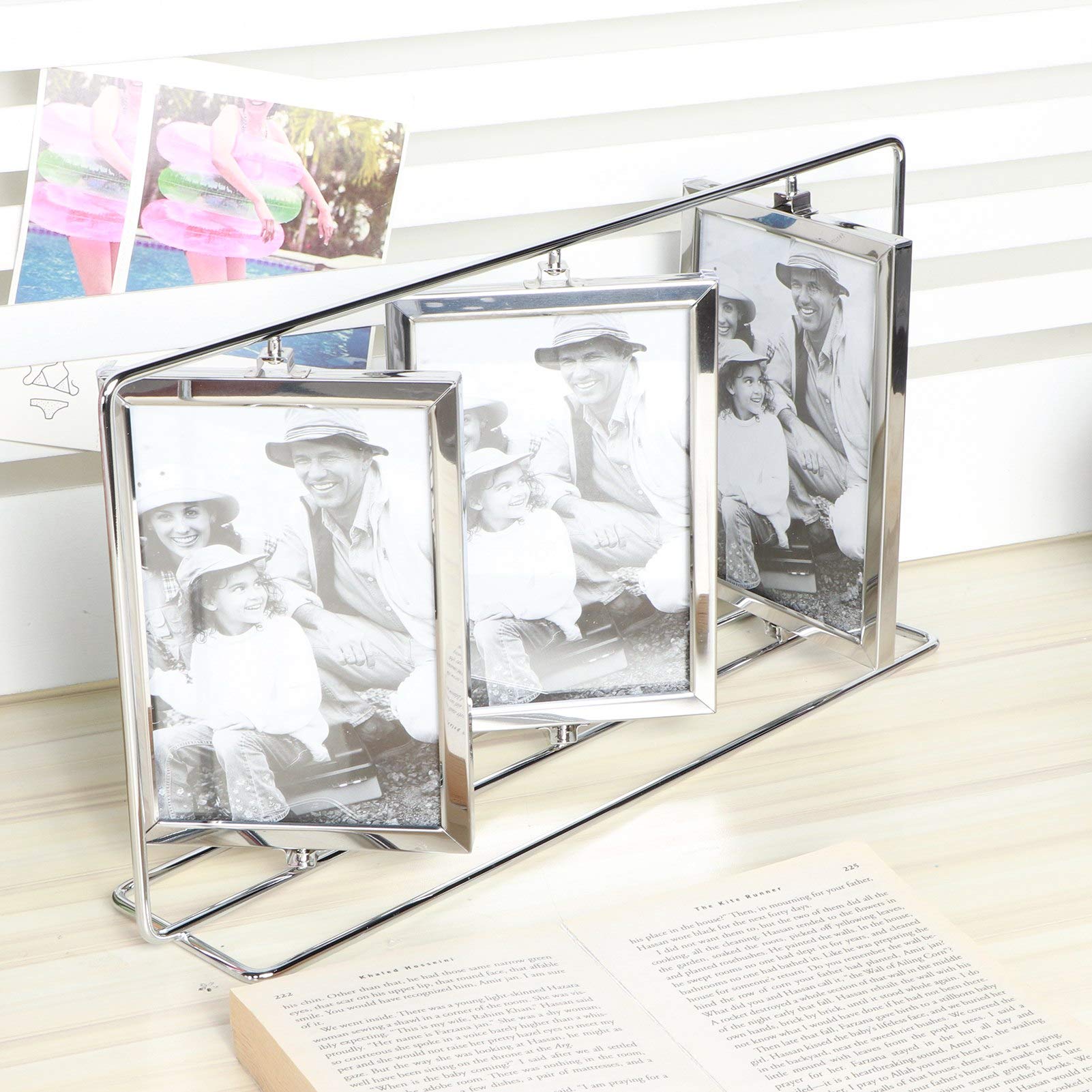 7.5 Inch Rotating Glass Photo Frame - Tabletop Picture Display Stand for Family, Wedding, Baby Photos | Perfect for Home Décor, Office Desk & Gift Giving