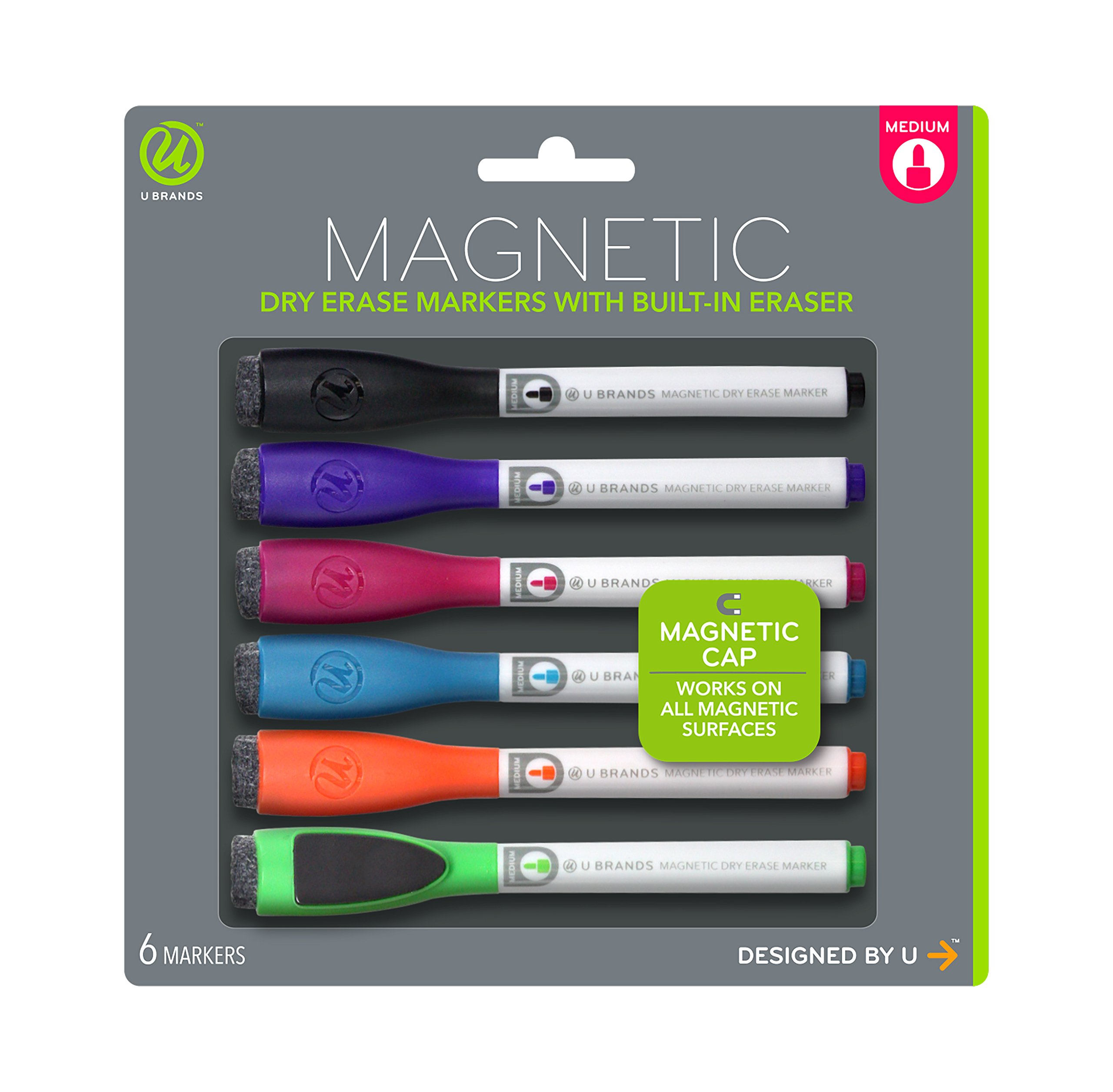 U Brands Magnetic Dry Erase Calendar Board 20x30 Inches - White Wood Frame Wall Calendar for Office & Home - Includes 6 Low Odor Magnetic Dry Erase Markers with Erasers - Perfect for Scheduling, Planning & Organization (2075U00-01 & 520U06-24)