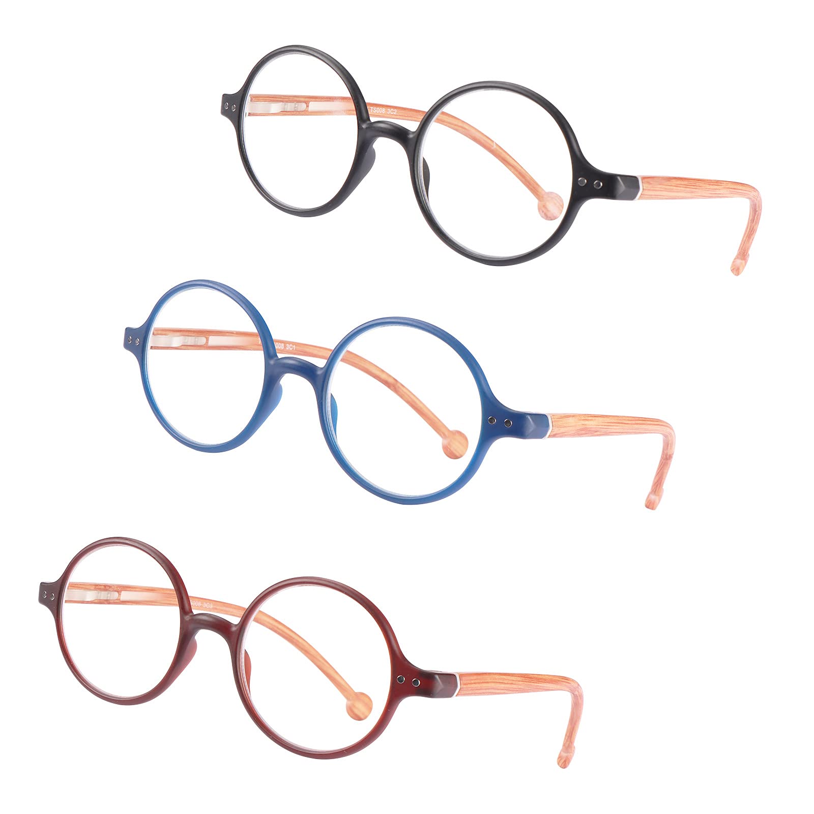 Blue Light Blocking Round Reading Glasses for Women & Men - Ultra Lightweight Unisex Circular Readers - Perfect for Computer Work, Reading Books & Screen Time Protection