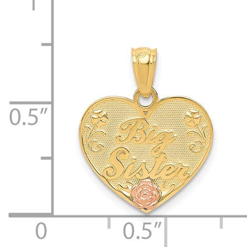 14K Two-Tone Gold Big Sister Heart Pendant Necklace - Roy Rose Jewelry | Elegant Gift for Sister, Birthday, Anniversary | Perfect for Everyday Wear & Special Occasions