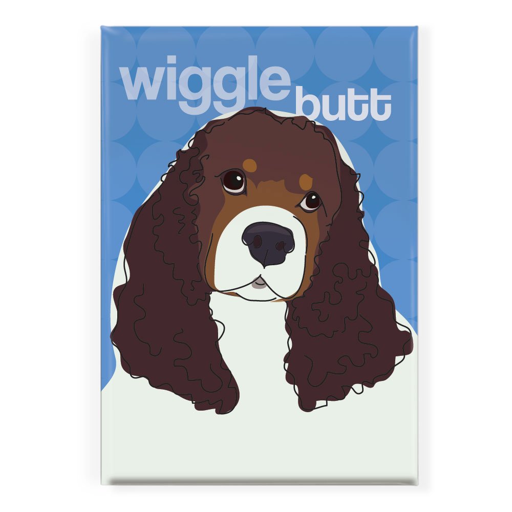 Brown and White Cocker Spaniel Fridge Magnet - Adorable Dog Decor for Kitchen, Office & Gifts | Wiggle Butt Design