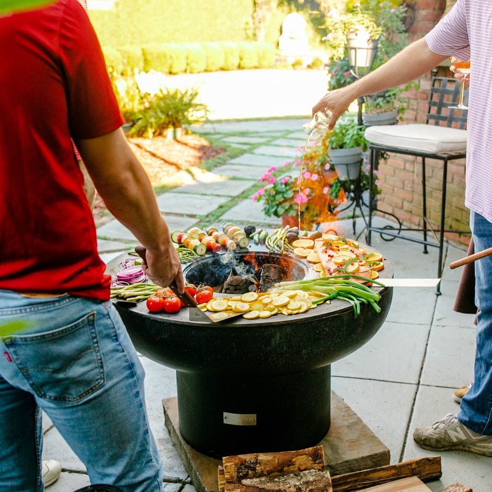 Seasons 22 Inch Tall Round Steel Fire Pit Grill - Outdoor Camping, Backyard Bonfire, Patio Heating - 36CFirePitGrill for BBQ & Social Gatherings
