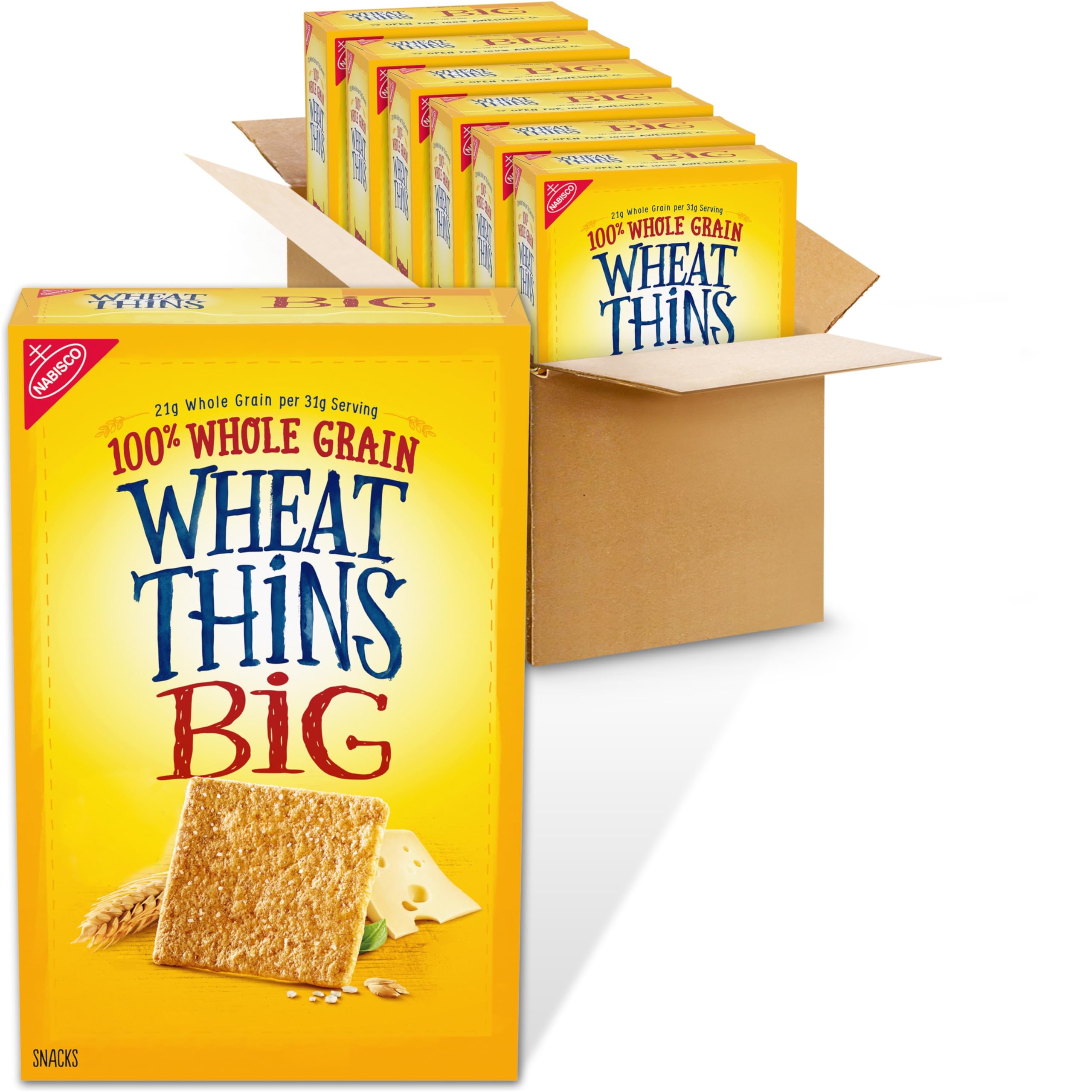 Wheat Thins BIG Snacks - Whole Grain Wheat Crackers (6-8 oz Boxes) | Bulk Healthy Snacks for Parties, School Lunches & On-The-Go
